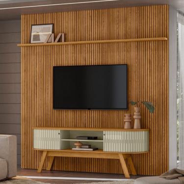 Imagem de Rack com Painel Frisado para TV até 75 Polegadas 2 Portas Flexíveis com Pés New Laguna Madetec