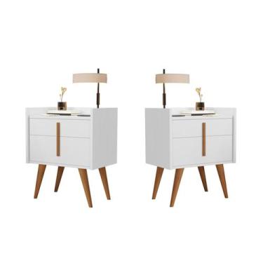 Imagem de Kit 2 Mesas Cabeceira Dama Plus Pés Palito Madeira Cor - Comprar Móvei