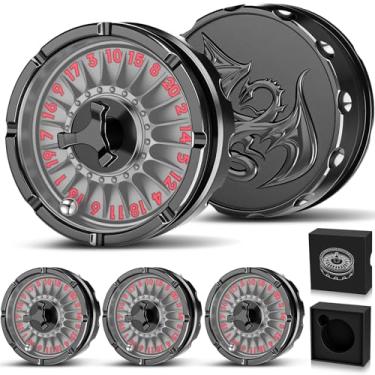 Imagem de VioraWhite 4 Pack D20 Roulette Dice Spinner Set 7-in-1 Dragon Metal Mini Roulette Wheel D20 Fidget Spinner Dice with Gift Box for Role Playing Table Games Carnival
