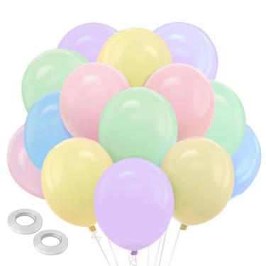 Imagem de 12 Inch Pastel Balloons Assorted Color - 100pcs Macaron Birthday Ballons Latex Party Balloons for Balloon Arch Garland, Graduation Birthday Baby Shower Decorations, Rainbow Pink Blue Yellow Baloon