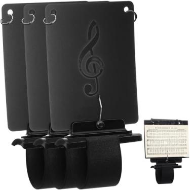 Imagem de Feifeiya Pasta flip de lira para flauta para banda marcial, com 2 furos ajustáveis, suporte para partituras para trompete de clarinete (conjunto com 3)