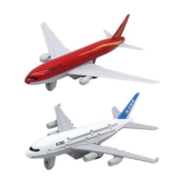 Imagem de Dynwave 2 peças modelo de avião ornamento simulado brinquedo avião crianças de brinquedo para prateleiras lareira lembranças decoração escritório, Vermelho Branco