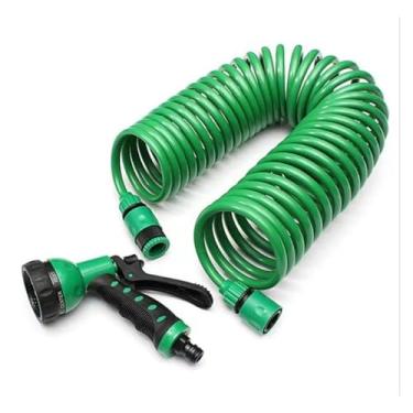 Imagem de Suprimentos de jardim EVA Coil Garden Hose Spring Recoil Garden Water Hose with 3/4" Connector with 7 Function Sprayer Bico(100ft)