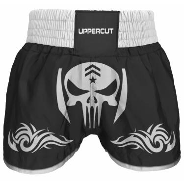 Imagem de Calção Short Muay Thai Kickboxing, Caveira War, Preto/Branco, Ref-20 - M