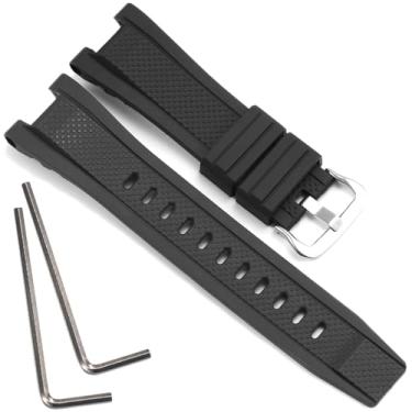 Imagem de Pulseira de borracha compatível com Casio G Shock GST-B100 GST-S110 GST-W110 GST-W310 GST-W310 GST-B200, Fivela de aço preta, One Size, Casual