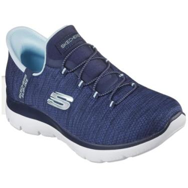 Imagem de Skechers Tênis Feminino Sem Cadarço Summits Para Uso Diário, Nvaq = Azul-Marinho/Azul-Marinho, 8,5