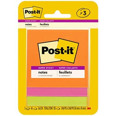 Imagem de Post-it - Almofadas super adesivas, 7,5 cm x 7,5 cm, 3 PD/PK, 45 SH/PD, sortidas, vendidas como 1 pacote, MMM 3321SSAU