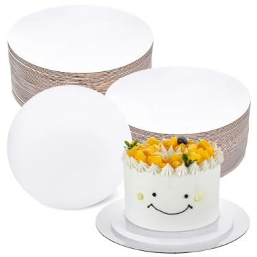 Imagem de 60 peças de tábuas de bolo, círculos redondos de papelão branco de 25 cm, pratos descartáveis à prova de gordura, bandeja de bolos redondos de grau alimentício para sobremesas, doces, bolos DIY