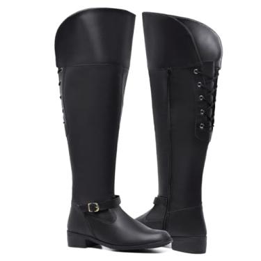 Imagem de Bota Feminina Cano Longo Montaria Helena com Cadarço e Zíper (Preta, BR, Adulto, Numérico, 37)
