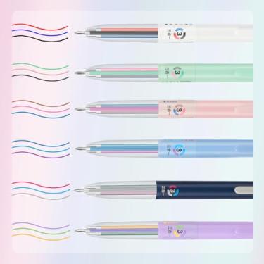 Imagem de 6 canetas de gel multicoloridas, canetas coloridas de 0,5 mm, canetas de tinta multicoloridas 3 em 1, caneta retrátil de 18 cores para agenda, escritório, material escolar