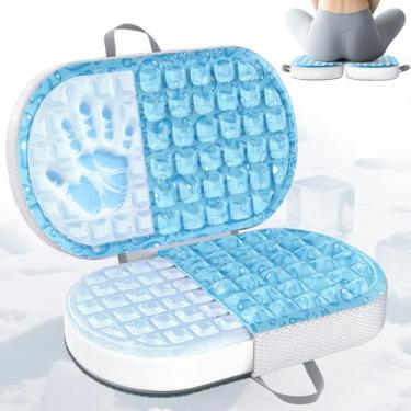 Imagem de Almofada de viagem portátil assento de avião para voos longos, 【toque frio instantâneo】 Almofadas de assento de cóccix dobráveis para avião, carro, estádio, acampamento, almofada de bumbum ultra