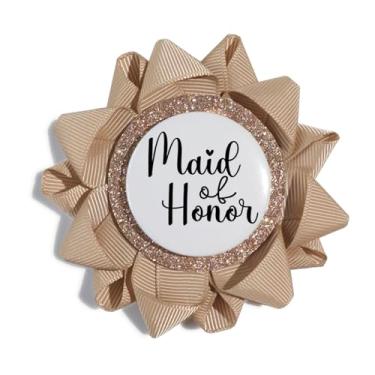 Imagem de Crachá de folha de Flandres em branco, 6 peças de pinos de botão de fita DIY para chá de bebê, chá de panela, festa de aniversário, corsages brancos para chá de casamento para Bridsmaid, broche de