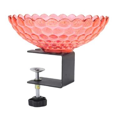 Imagem de Pssopp Alimentador de Banho de Pássaro, Tigela de água Plástica de Plástico Montada No Deck Com Grampo Ajustável para Alimentação Ao Ar Livre, Atraindo Pássaros Selvagens (vermelho)