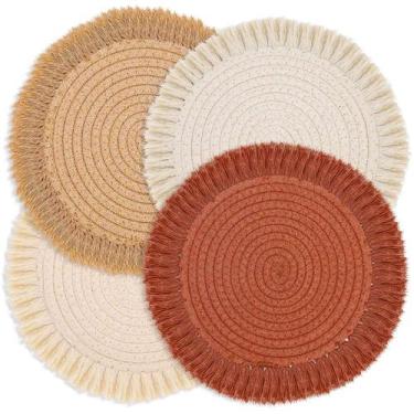 Imagem de Conjunto de tapetes Lucomb 4, redondo de outono, algodão, 33 cm, boho,