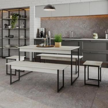 Imagem de Mesa de Jantar com 2 Bancos e 2 Banquetas Industrial TUB - Compace Dec