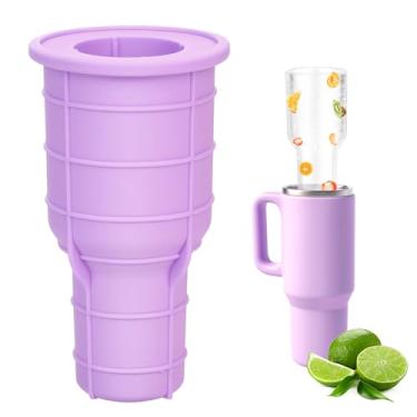 Imagem de Molde de gelo para copo Stanley de 850 a 1,134 g - Molde de gelo de cilindro oco de silicone, bandeja de cubos de gelo para coquetéis gelados, uísque, bebidas, café, máquina de gelo fácil de encher e