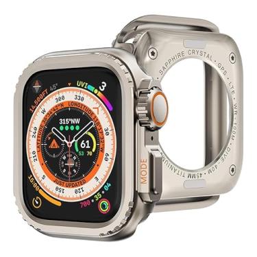 Imagem de Capa Protetora Case Bumper De Aço titanium Inoxidável marca 123smart Compativel Com Iwatch Serie 10 e 11 46mm - Cor Titanium