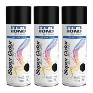 Imagem de Kit 3 Tintas Spray Preto Fosco Alta Temperatura Aerossol 350ml/250g