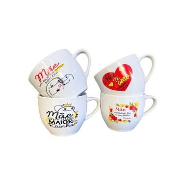 Imagem de Kit 4 Xícaras Paris 170 ml Decoradas Dia Das Mães - Porcelana 