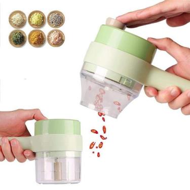 Imagem de Mini Processador Alimentos 2x1 Triturador Fatiador Legumes Carnes Port