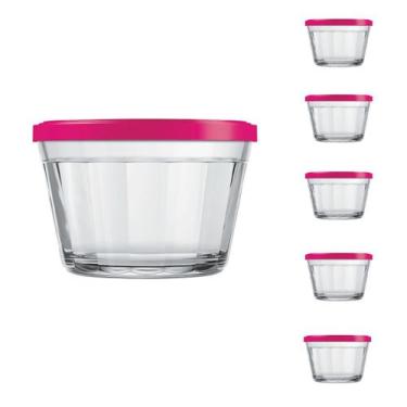 Imagem de Pote Vidro Americano C/Tampa Cores Cereal Bolacha 350ml 5Un - NADIR FI
