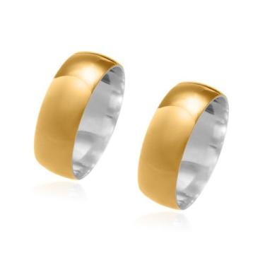 Imagem de Par de Alianças Bruma encapadas em Ouro 18k com 7mm de largura - JoiaU