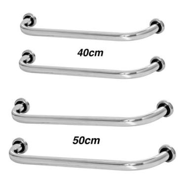 Imagem de Kit 4 Barras De Apoio De Idoso Para Banheiro 2 40cm E 2 50cm - MetalCr