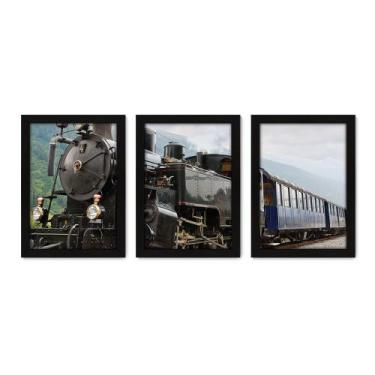 Imagem de Kit Com 3 Quadros - Trem Locomotiva Paisagem - 235kq02p - Allodi