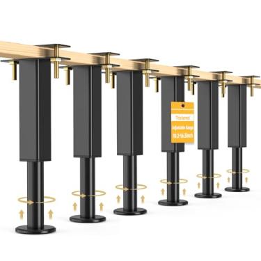 Imagem de 6 peças de pernas de suporte de cama de altura ajustável, 26-40 cm, pernas de móveis pesados de metal com borracha antiderrapante para sofá/armário/sofá/cômoda/mesa, substituição de pés de móveis para