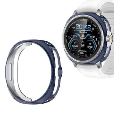 Imagem de Wugongyan Compatível com Samsung Galaxy Watch 8 Classic 46 mm capa protetora de TPU flexível resistente a rachaduras para acessórios Galaxy Watch 8 Classic (azul escuro, 46 mm)