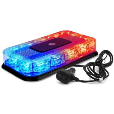 Imagem de FOXCID Mini barra de luz estroboscópica de 30,48 cm 36 LED 18 watts de alerta de emergência com suporte magnético, para construção de caminhão arado ou reboque, vermelho, azul