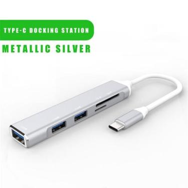 Imagem de Concha de liga de alumínio Hub USB-c 5-em-1 1 Portas de dados USB 3.0 