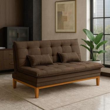 Imagem de Sofá Cama Casal 2 Lugares Reclinável Melim Suede Para Sala de Estar Ca