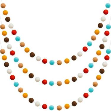 Imagem de Guirlanda de bolas de feltro de lã WILLBOND 24 bolas de 2 m de comprim