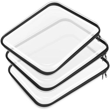 Imagem de Estojo rígido transparente com zíper, bolsa de plástico, bolsa de maqu