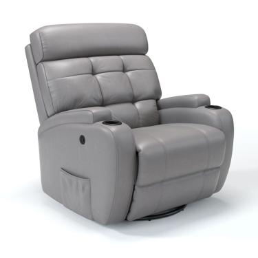 Imagem de Poltrona do Papai Reclinável Elétrica com Base Giratória e Balanço em Tecido Corino Damie