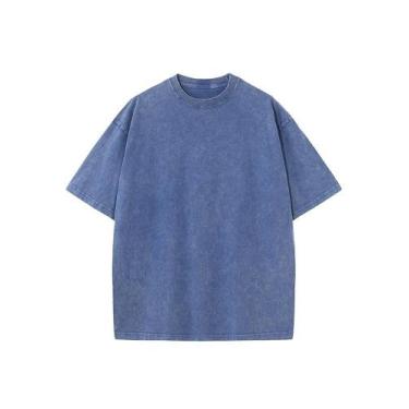 Imagem de Camisetas De Verão Unissex Oversized Vintage Em Algodão Pesado Com Cor