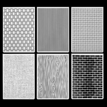Imagem de 6 pastas de relevo de fundo geométrico para fazer cartões, modelos de máquina de gravação em relevo, pasta de papel em relevo, modelo de estêncil de plástico para álbum de fotos de scrapbook