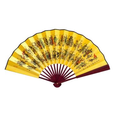 Imagem de CIFIBIFUN Grandes leques de mão dobráveis de 33 cm, leque de tecido vintage de guerreiros japoneses chineses para homens, festivais, festas, viagens, lembranças, presentes