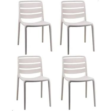Imagem de Conjunto 4 Cadeiras Sem Braço Modelo Lisboa Hellou Resistente Ergonômica Cozinha (Nude)