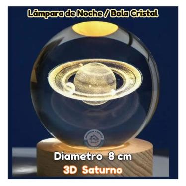Imagem de Bola de luz noturna LED 3D Saturn Crystal de 8 cm com porta USB - Ligh