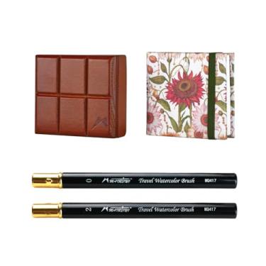 Imagem de Mairtini Bouguereau Series Mini Conjunto de Aquarela para Viagem com 6 Cores com Mini Estojo de Madeira Kit de Tinta Aquarela com Dois Pincéis de Viagem e Um Bloco de Aquarela para Pintura Externa