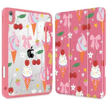 Imagem de Lepeoac Capa para iPad Air de 11 polegadas (M3 2025/M2 2024) 6ª geração/iPad Air 10,9 polegadas 2022 2020 Air 5ª/4ª geração, porta-lápis Buit in com capa traseira transparente transparente despertar