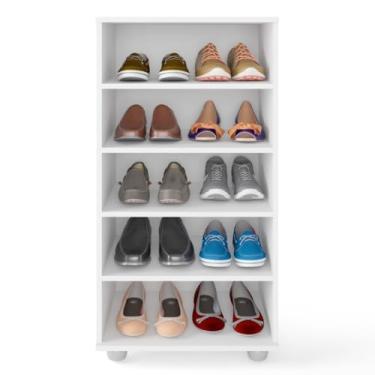 Imagem de Armário Sapateira Multiuso Organizador Com 1 Porta 4 Prateleiras Branco