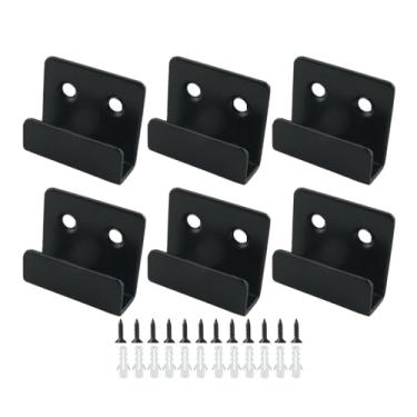 Imagem de WELWIK 6 peças de suporte de parede para exibição de azulejos de aço inoxidável preto com parafusos de instalação para pendurar porta-retratos espelhos roupas chapéu toalhas