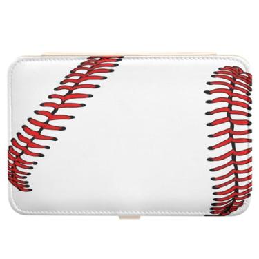 Imagem de Caixa de joias, organizador de joias de couro PU, portátil, mini estojo de viagem, expositor, caixas de armazenamento de beisebol para brincos, anéis, colares, pulseiras