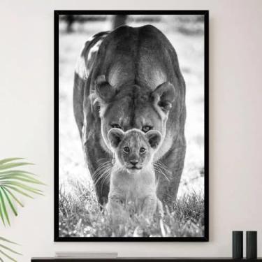 Imagem de Genérico, Quadro Leoa Cuidando Do Seu Filhote Decorativo A3 35x45cm