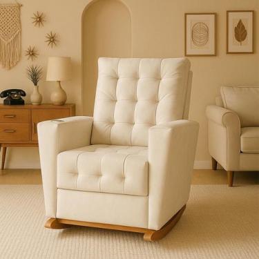 Imagem de Poltrona Duna Amamentação Balanço e Puff - B Home Decor, BegeClaro