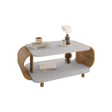 Imagem de Mesa de Centro Sala Floripa com Pés de Madeira Maciça - Móveis Bechara