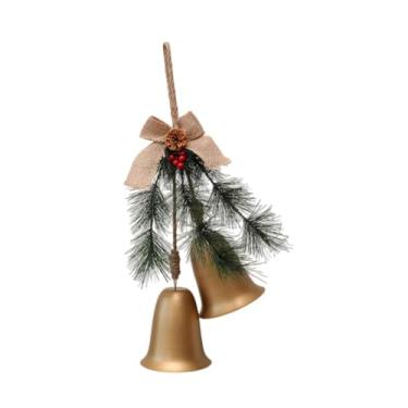 Imagem de oshhni Enfeite de sino de Natal, pingente decorativo rústico para árvore de Natal, decoração de Natal para ano novo, jardim, shoppings, janela, Sino de Ouro